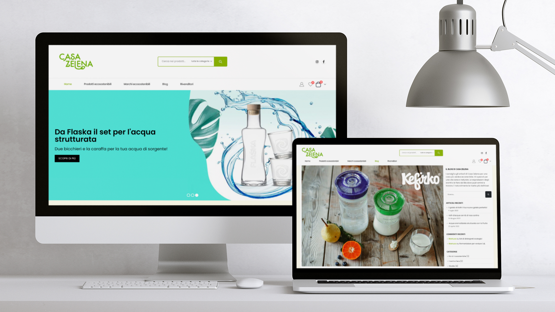 Jade studio grafico Trieste Casa Zelena branding ecosostenibile sito e-commerce web design brand strategy